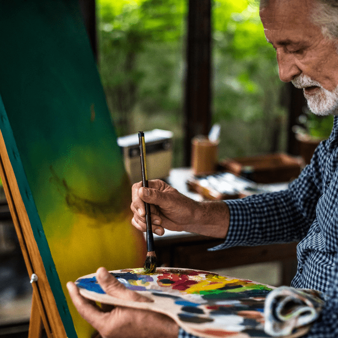 happiness in retirement - painting hobby